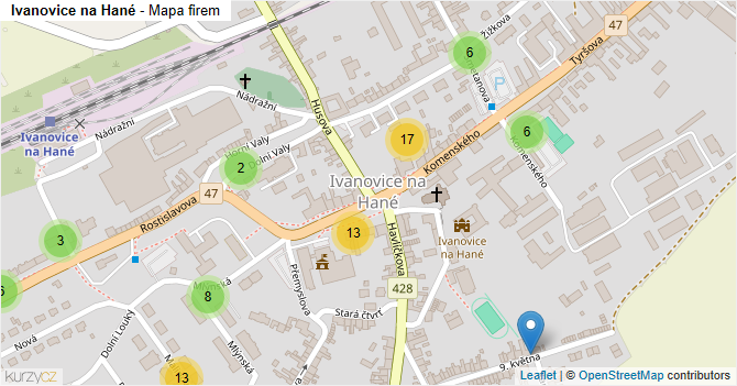 Ivanovice na Hané - mapa firem