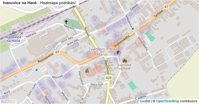 Ivanovice na Hané - mapa podnikání