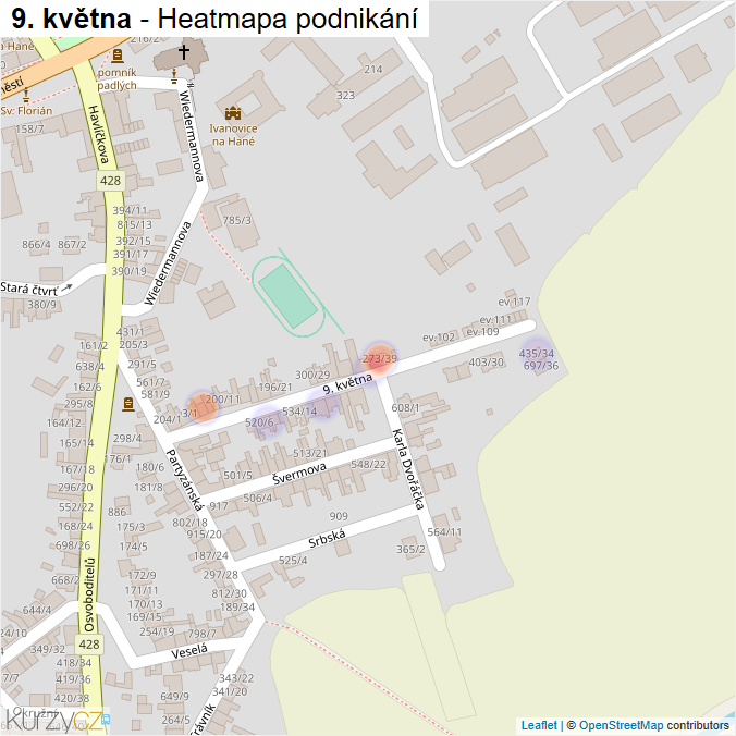 Mapa 9. května - Firmy v ulici.