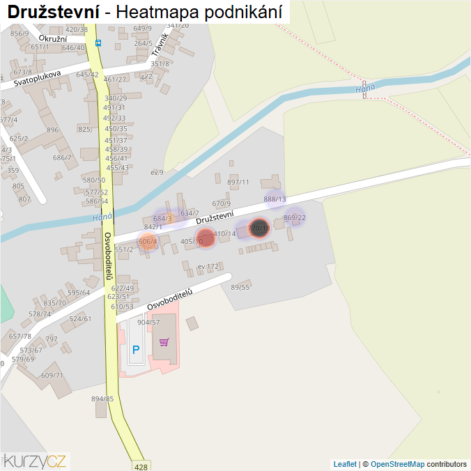Mapa Družstevní - Firmy v ulici.