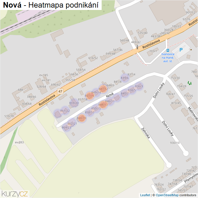 Mapa Nová - Firmy v ulici.