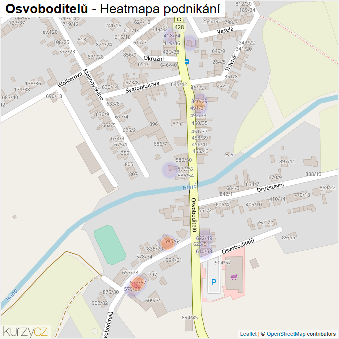 Mapa Osvoboditelů - Firmy v ulici.