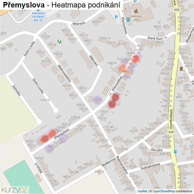 Mapa Přemyslova - Firmy v ulici.