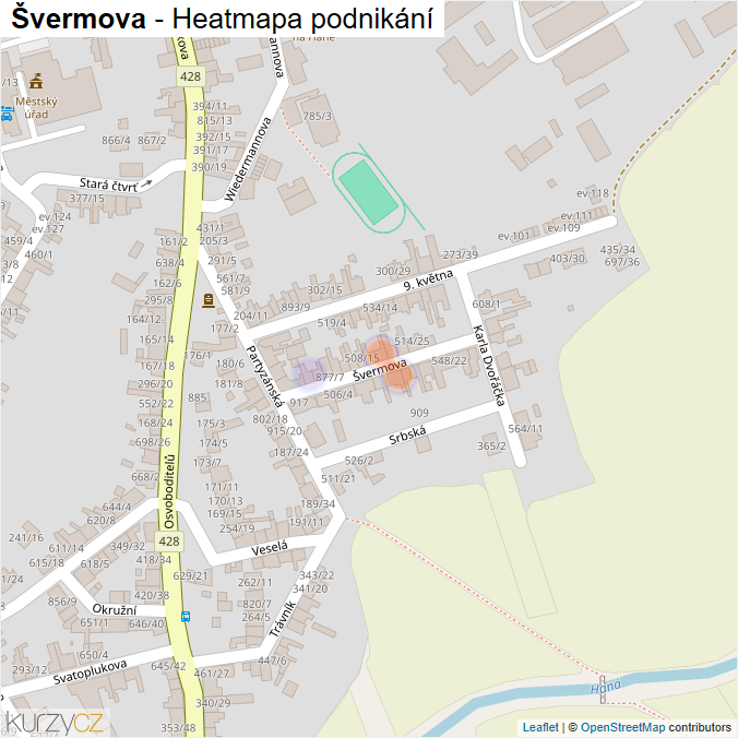 Mapa Švermova - Firmy v ulici.