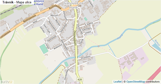 Trávník - mapa ulice
