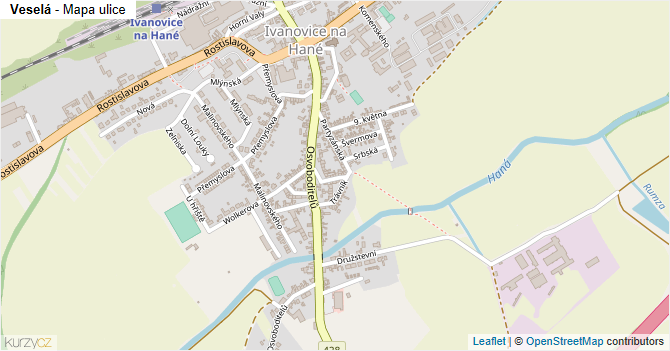 Veselá - mapa ulice
