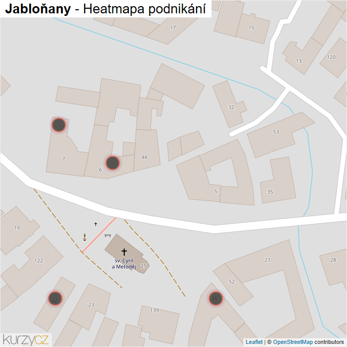 Mapa Jabloňany - Firmy v obci.