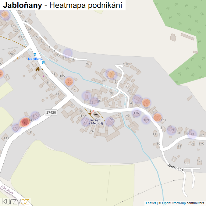 Mapa Jabloňany - Firmy v části obce.