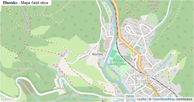 Blansko - mapa části obce