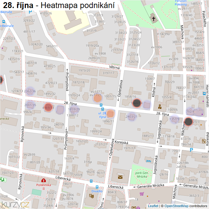 Mapa 28. října - Firmy v ulici.