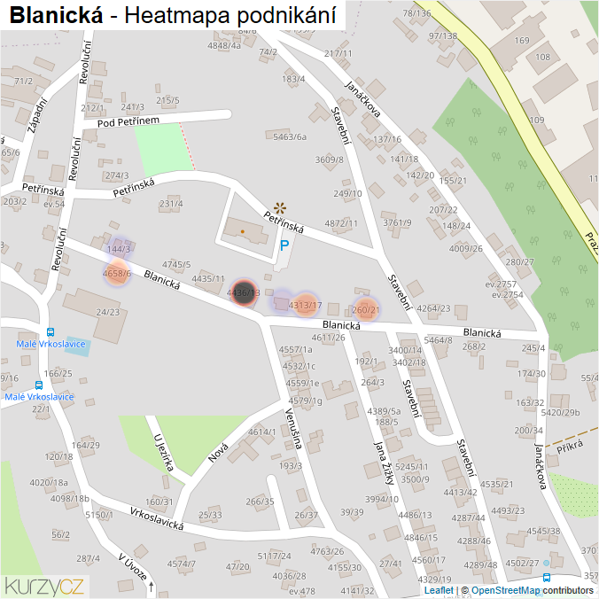 Mapa Blanická - Firmy v ulici.