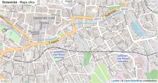 Botanická - mapa ulice