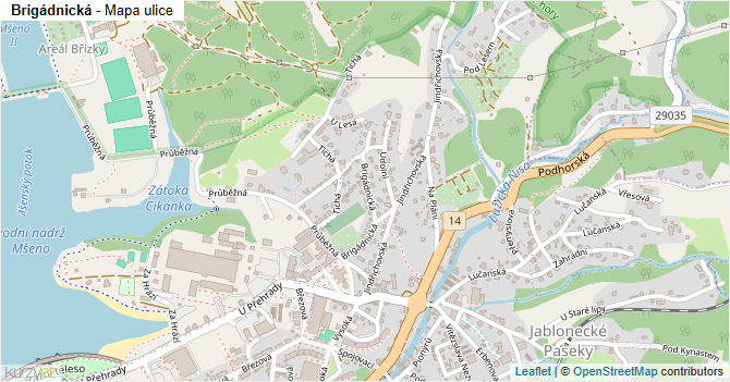 Brigádnická - mapa ulice