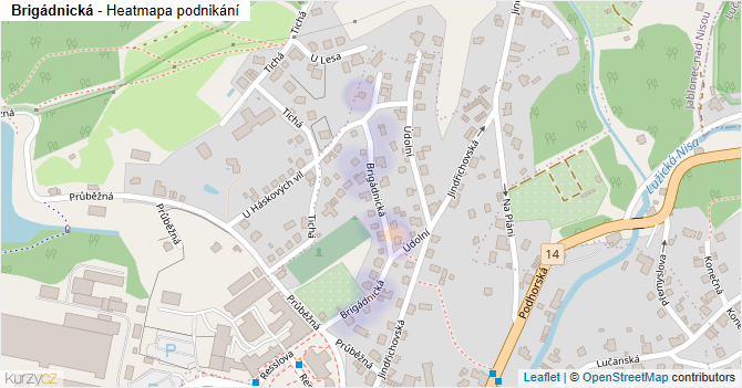 Brigádnická - mapa podnikání