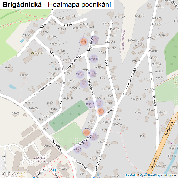Mapa Brigádnická - Firmy v ulici.