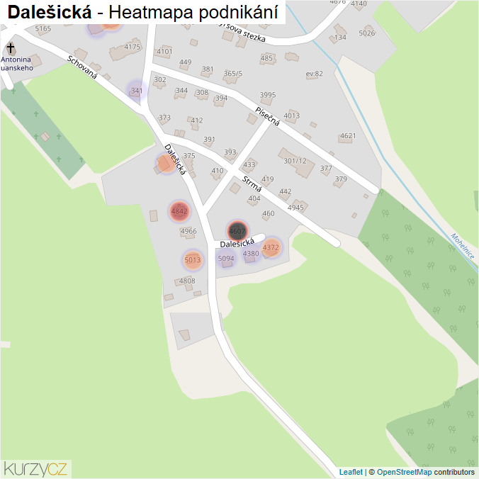 Mapa Dalešická - Firmy v ulici.