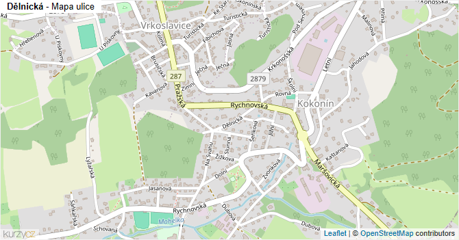 Dělnická - mapa ulice