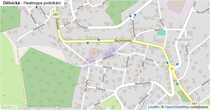 Dělnická - mapa podnikání