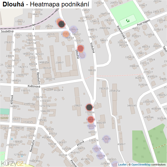 Mapa Dlouhá - Firmy v ulici.