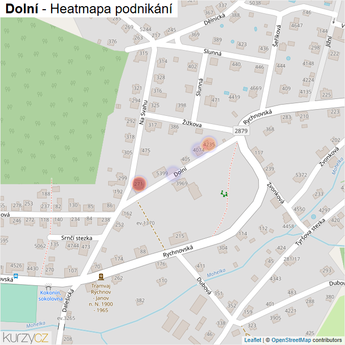 Mapa Dolní - Firmy v ulici.