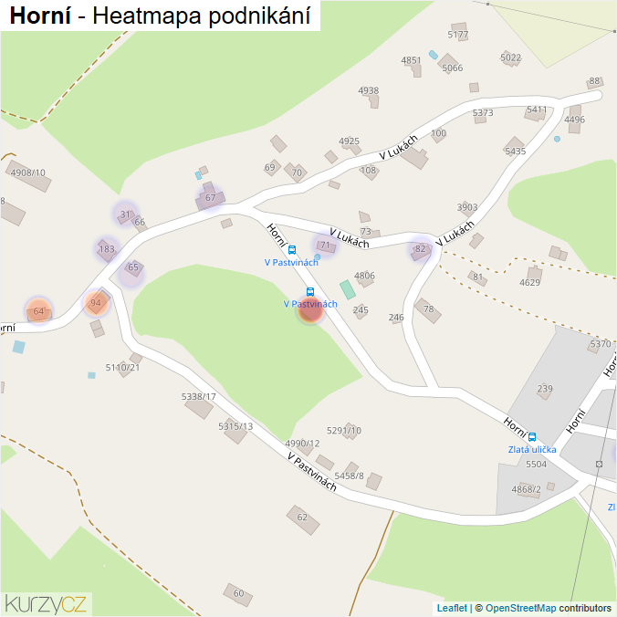 Mapa Horní - Firmy v ulici.