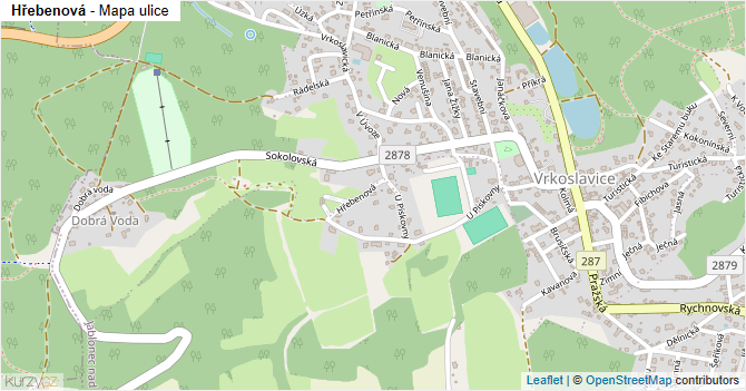 Hřebenová - mapa ulice