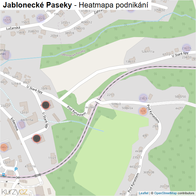 Mapa Jablonecké Paseky - Firmy v části obce.