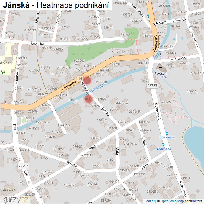 Mapa Jánská - Firmy v ulici.