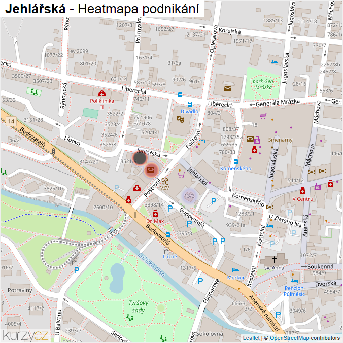 Mapa Jehlářská - Firmy v ulici.