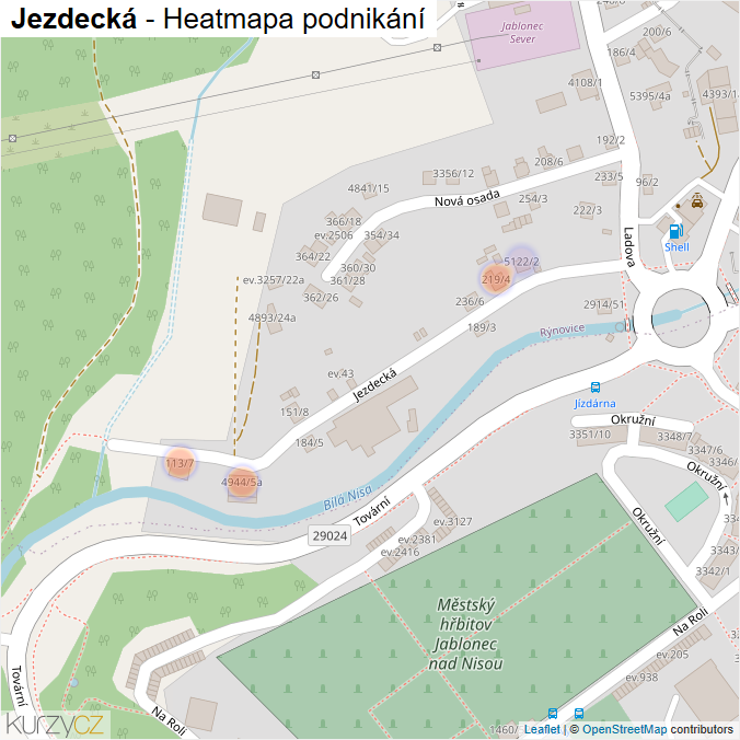 Mapa Jezdecká - Firmy v ulici.