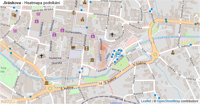 Jiráskova - mapa podnikání