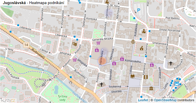Jugoslávská - mapa podnikání