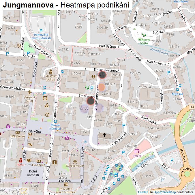 Mapa Jungmannova - Firmy v ulici.