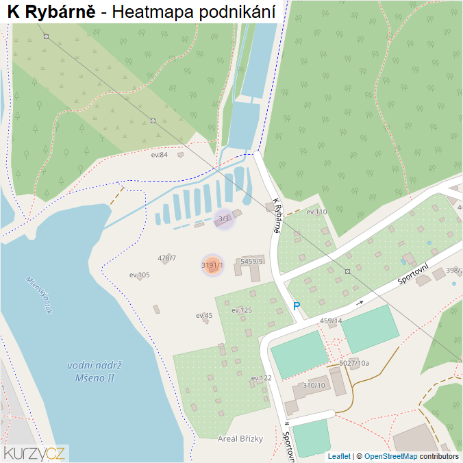 Mapa K Rybárně - Firmy v ulici.