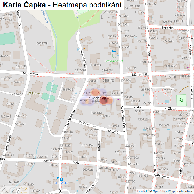 Mapa Karla Čapka - Firmy v ulici.