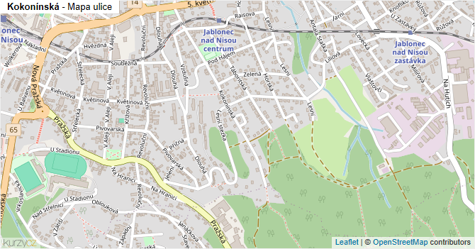 Kokonínská - mapa ulice