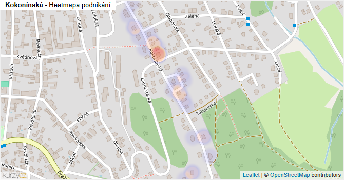 Kokonínská - mapa podnikání