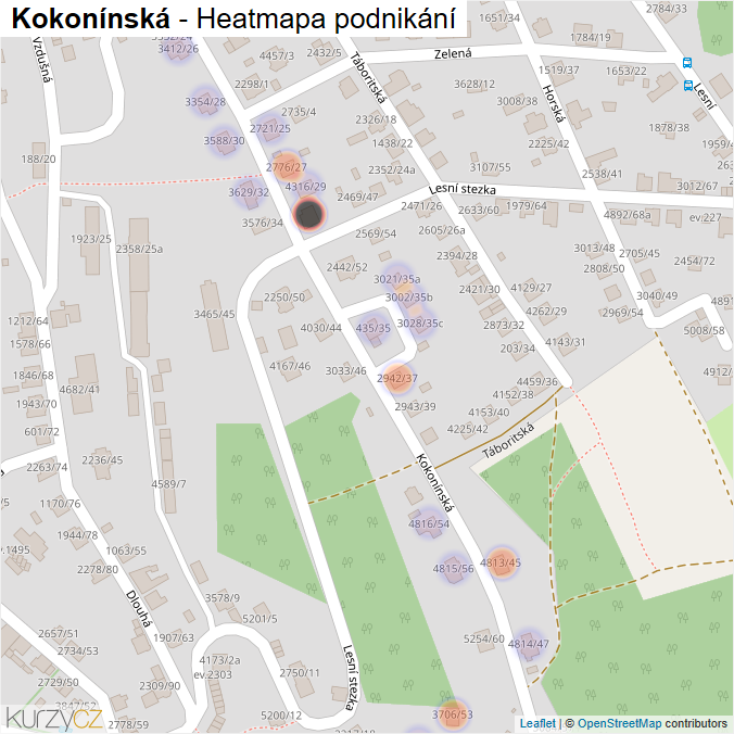 Mapa Kokonínská - Firmy v ulici.