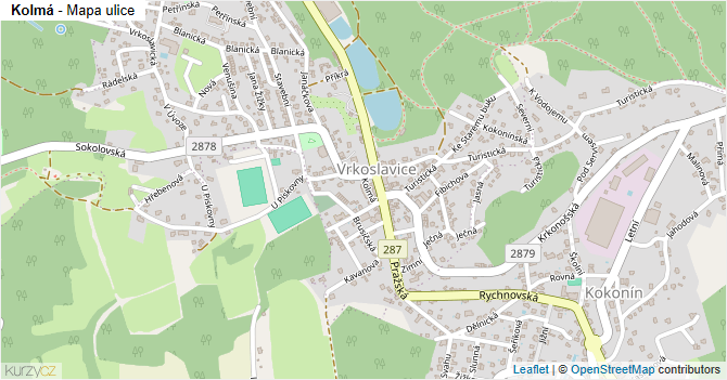Kolmá - mapa ulice