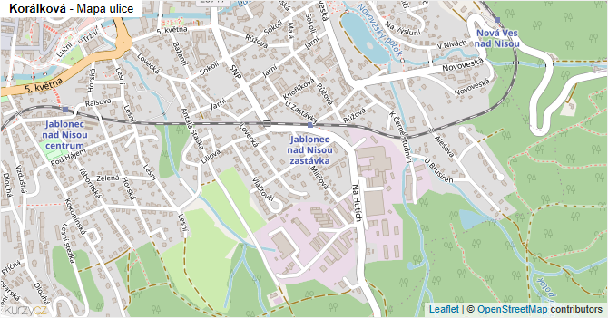 Korálková - mapa ulice
