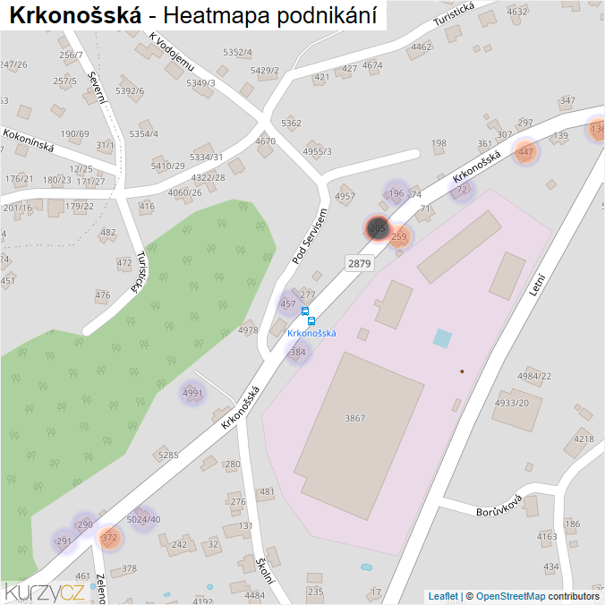 Mapa Krkonošská - Firmy v ulici.