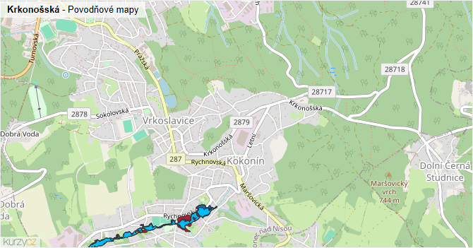 Krkonošská - záplavové mapy stoleté vody