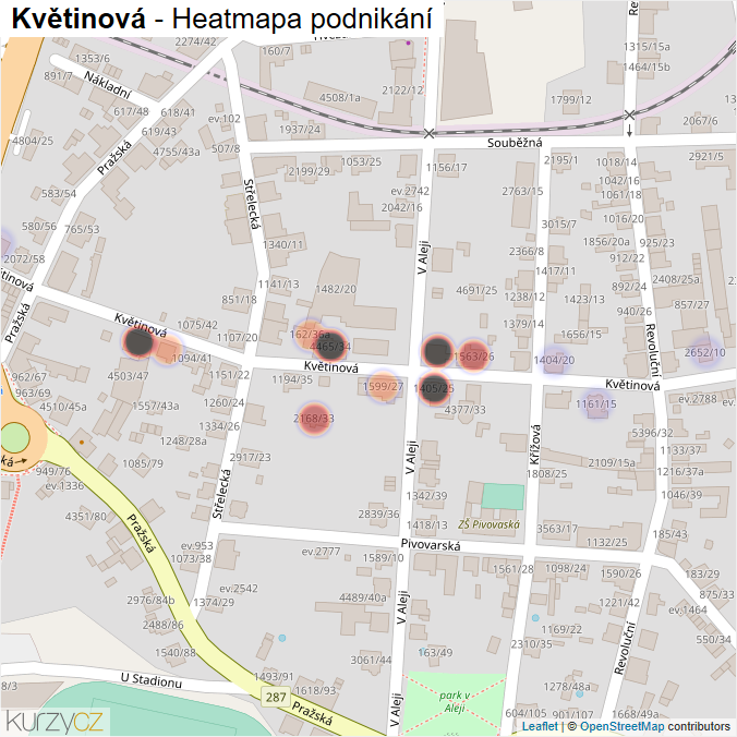 Mapa Květinová - Firmy v ulici.