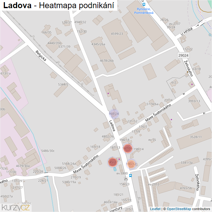Mapa Ladova - Firmy v ulici.