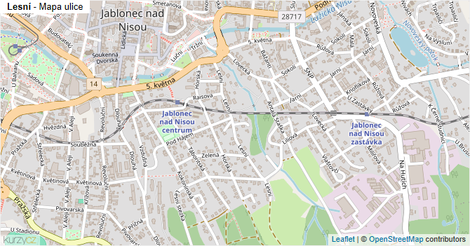 Lesní - mapa ulice