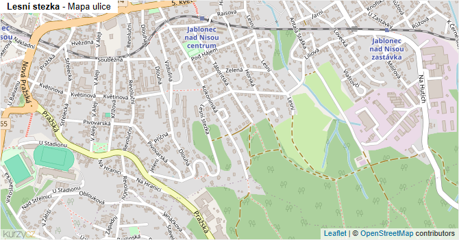 Lesní stezka - mapa ulice