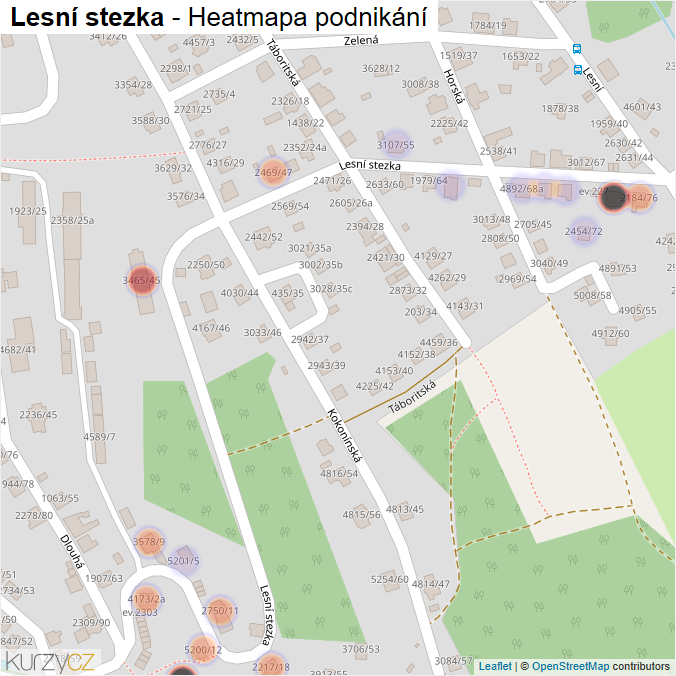 Mapa Lesní stezka - Firmy v ulici.