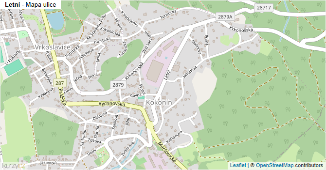 Letní - mapa ulice
