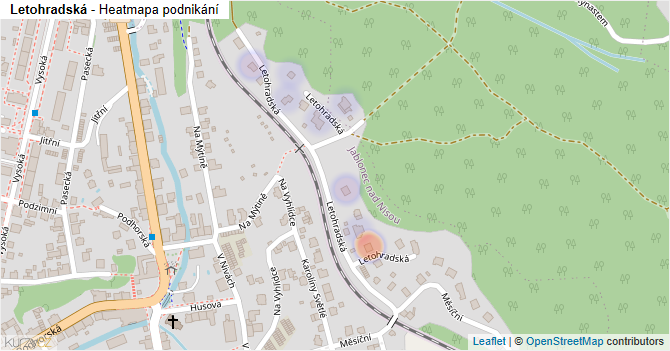 Letohradská - mapa podnikání