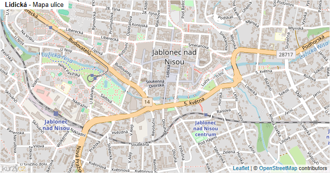 Lidická - mapa ulice